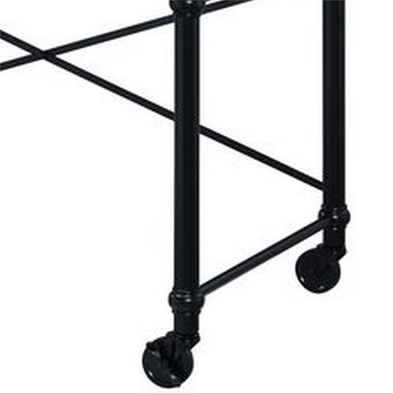 Benjara Writing Desk with Casters and Nail Accents- Black