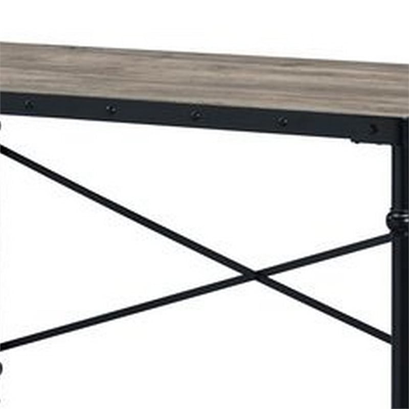 Benjara Writing Desk with Casters and Nail Accents- Black
