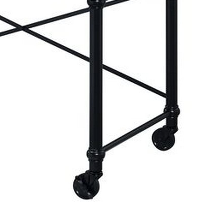 Benjara Writing Desk with Casters and Nail Accents- Black
