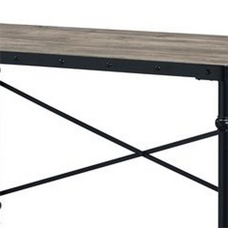 Benjara Writing Desk with Casters and Nail Accents- Black