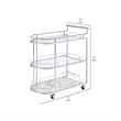 Benjara Serving Cart with Oval Shape and Metal Bar Handle- Silver