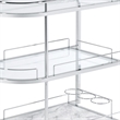 Benjara Serving Cart with Oval Shape and Metal Bar Handle- Silver