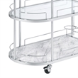 Benjara Serving Cart with Oval Shape and Metal Bar Handle- Silver