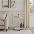 Benjara Serving Cart with Oval Shape and Metal Bar Handle- Silver