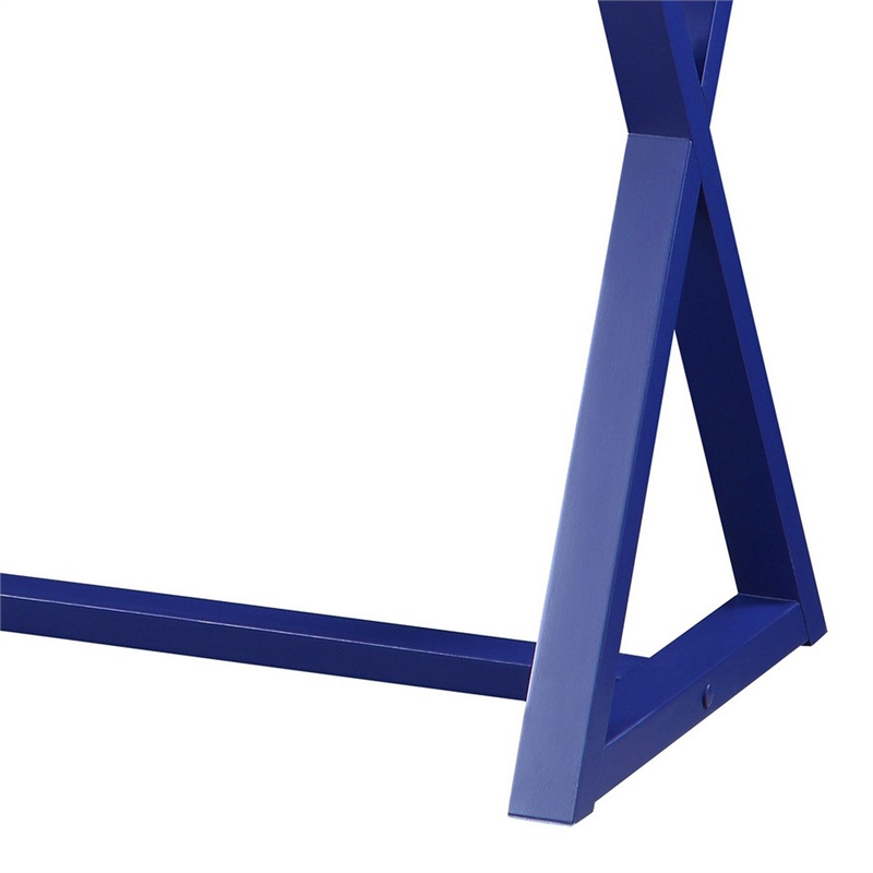 Benjara Writing Desk with X Base and 1 Center Drawer- Blue