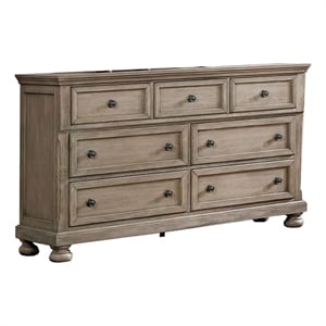 Benjara Dresser with 1 Hidden Drawer and Weathered Look- Gray