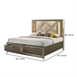 Benjara Full Bed with 2 Drawers and Padded Headboard- Brown