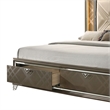 Benjara Full Bed with 2 Drawers and Padded Headboard- Brown