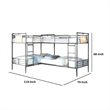 Benjara Twin over Twin Bunk Bed with Safety Guard Rails- S&y Black & Dark Bronze