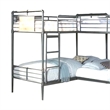 Benjara Twin over Twin Bunk Bed with Safety Guard Rails- S&y Black & Dark Bronze