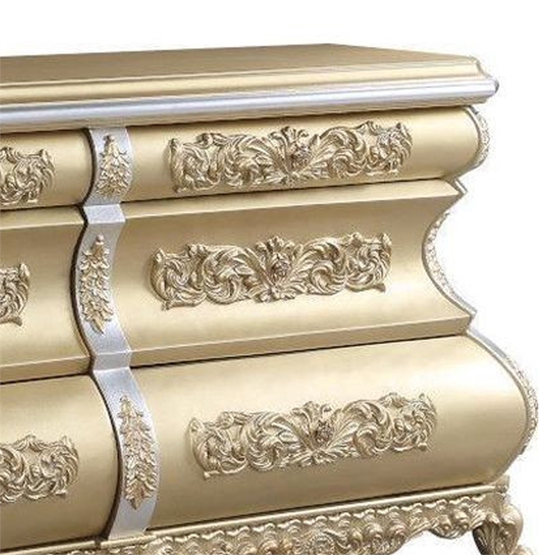 Benjara Server with 6 Drawers and Ornate Engraving- Gold