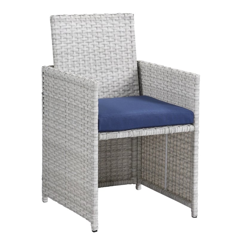 Benjara 9 Piece Patio Set with Wicker Frame and Ottoman- White