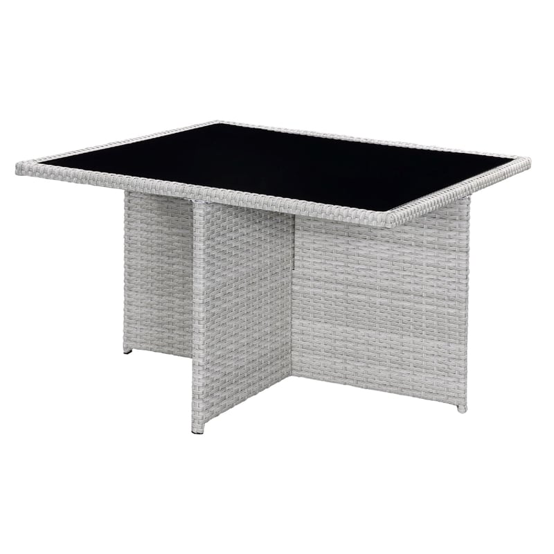 Benjara 9 Piece Patio Set with Wicker Frame and Ottoman- White