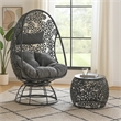 Benjara 2 Piece Patio Lounge Chair with Open Circular Motifs- Black