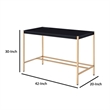 Benjara Writing Desk with USB Dock and Metal Legs- Black and Rose Gold