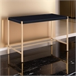Benjara Writing Desk with USB Dock and Metal Legs- Black and Rose Gold