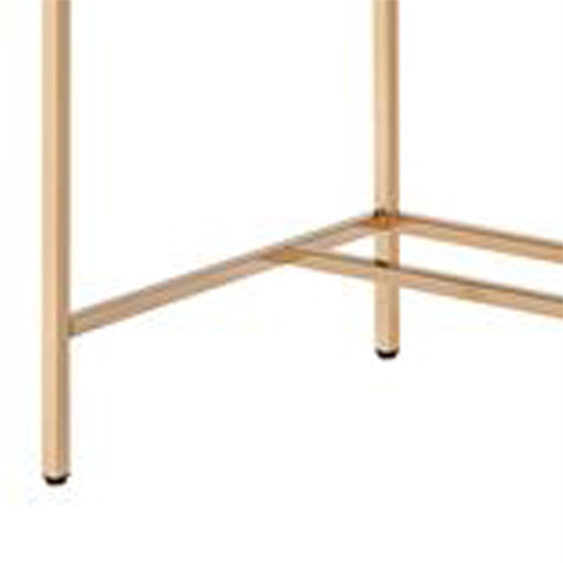 Benjara Writing Desk with USB Dock and Metal Legs- Black and Rose Gold