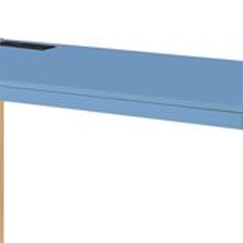 Benjara Writing Desk with USB Dock and Metal Legs- Blue and Rose Gold