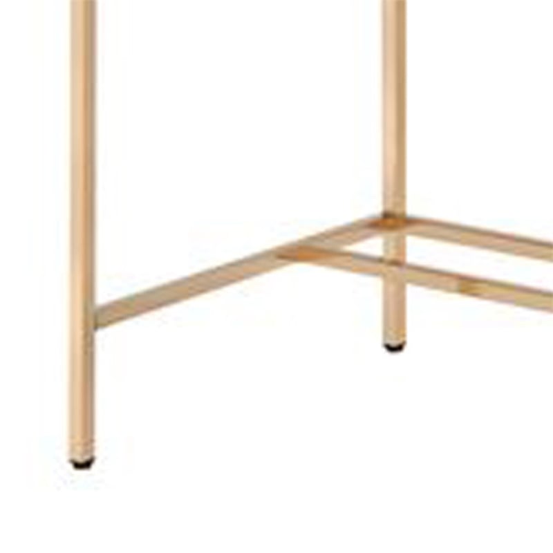 Benjara Writing Desk with USB Dock and Metal Legs- Blue and Rose Gold