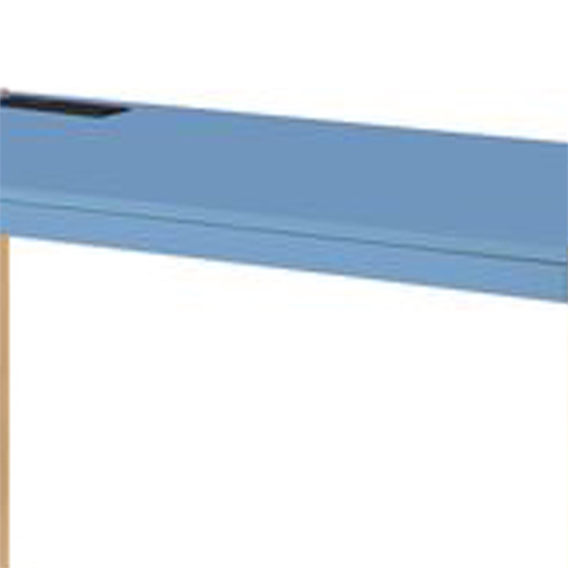Benjara Writing Desk with USB Dock and Metal Legs- Blue and Rose Gold