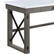 Benjara L Shape Writing Desk with Marble Lift Top and Sled Base- Gray and White