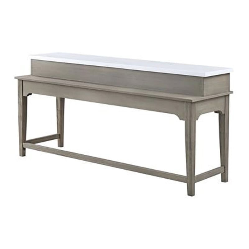 Benjara 4 Piece Counter Height Set with Marble Top and USB- White and Oak Brown
