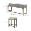 Benjara 4 Piece Counter Height Set with Marble Top and USB- White and Oak Brown