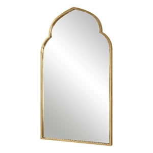 Benjara 38&quot Wood Wall Mirror- Moroccan Style- Antique Gold