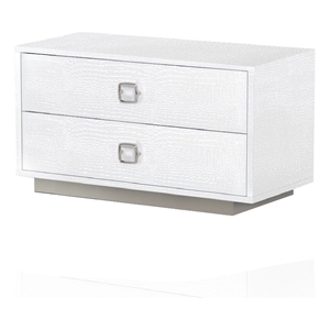 Benjara Hart 32&quot Modern NightStand-2 Drawers-Textured Lacquer Finish-White