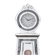 Benjara Mirrored Grandfather Clock with 3 Open Compartments- Silver