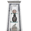 Benjara Mirrored Grandfather Clock with 3 Open Compartments- Silver