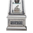 Benjara Mirrored Grandfather Clock with 3 Open Compartments- Silver