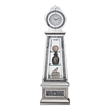 Benjara Mirrored Grandfather Clock with 3 Open Compartments- Silver