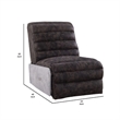 Benjara Power Recliner with Leather Upholstery and Vertical Tufting- Gray