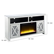 Benjara TV Stand with Electric Fireplace and Beveled Mirror Framing- Silver