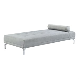 Benjara 74&quot Fabric Sofa Daybed- Tufted- 1 Bolster Pillow- Gray