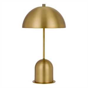 Benjara 20&quot Metal Accent Table Lamp with Dome Shade- Brass