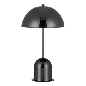 Benjara 20&quot Metal Accent Table Lamp Dome Shade- Black