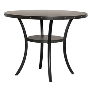 Benjara 48&quot Round Wood Counter Height Table with Flared Legs- Gray