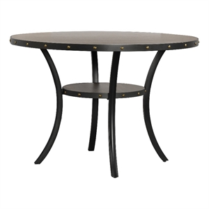 Benjara 48&quot Round Wood Dining Table with Flared Legs- Gray