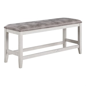Benjara Jay 54&quot Fabric Upholstered Counter Height Bench- White