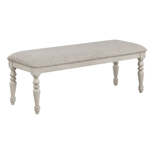 Benjara Katherine 48&quot Bench with Fabric Seat and Turned Legs- White