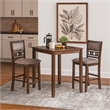 Benjara Gary 3 Piece Counter Table Set- Cherry Brown
