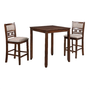 Benjara Gary 3 Piece Counter Table Set- Cherry Brown