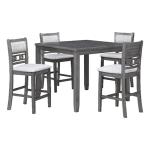 Benjara Gary 42&quot 5 Piece Counter Table Set- Gray