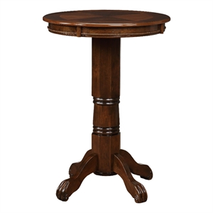 Benjara Ava 42&quot Wood Pub Bar Table- Sunburst Design- Carved Pedestal- Cappuccino