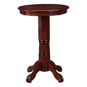 Benjara Ava 42&quot Wood Pub Bar Table- Sunburst Design- Carved Pedestal- Dark Brown