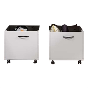 Benjara 20&quot Multipurpose Storage Box with Caster Wheels (Set of 2)- White
