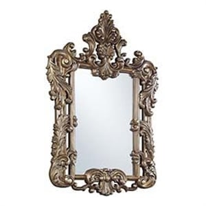 Benjara 60&quot Wall Mirror- Oversized Scrolled Carving- Bronze