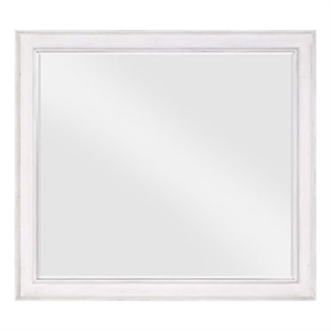 Benjara 42&quot Wall Mirror- Molded Sleek Wood Frame- White
